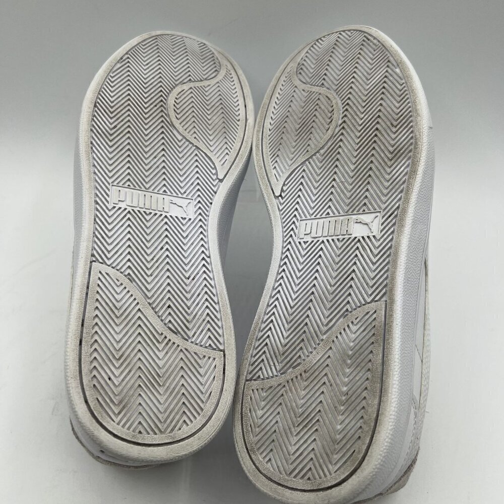 Puma Shuffle Sneaker Mens 9 Women 10.5 White Gold Logo SoftFoam Comfort Athletic - Picture 13 of 14